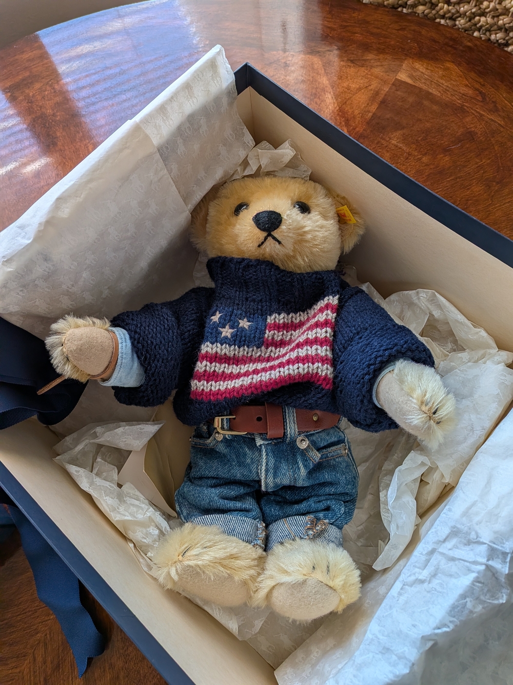 Polo American Flag Bear 229/3500 1992 Steiff Ralph Lauren Collection
